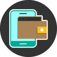 Mobile wallet Flat Grey Circle Style Icon vector