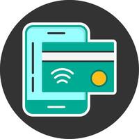 NFC payment Flat Grey Circle Style Icon vector