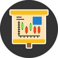 Candlestick Chart Flat Grey Circle Style Icon vector