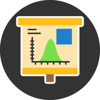 Bell Curve on Graph Flat Grey Circle Style Icon vector