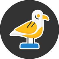Seagull Flat Grey Circle Style Icon vector