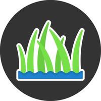 Beach grass Flat Grey Circle Style Icon vector