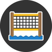 Beach volleyball net Flat Grey Circle Style Icon vector