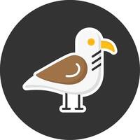 Seagull Flat Grey Circle Style Icon vector