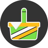 Picnic basket Flat Grey Circle Style Icon vector