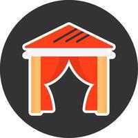 Beach tent Flat Grey Circle Style Icon vector