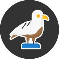 Seagull Flat Grey Circle Style Icon vector