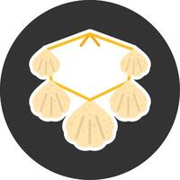 Seashell necklace Flat Grey Circle Style Icon vector