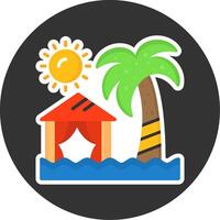 Beach camping Flat Grey Circle Style Icon vector
