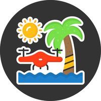 Beach drone photography Flat Grey Circle Style Icon vector