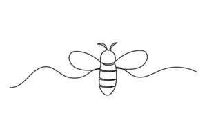 Bee continuous one line art of minimalist outline icon vector