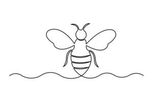 Bee continuous one line drawing of simple illustration vector
