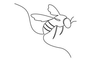Bee continuous one line drawing and minimalist simple icon vector