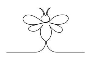 Bee continuous one line art of simple illustration vector