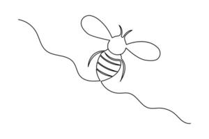 Bee continuous one line art drawing of simple illustration vector