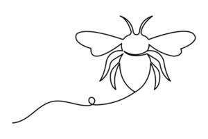 Bee continuous one line drawing with simple outline design vector