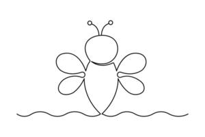 Bee continuous one line drawing of doodle illustration vector