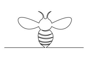 Bee continuous one line drawing and minimalist outline illustration vector