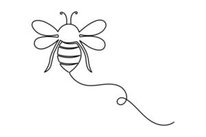 Bee continuous one line drawing illustration vector