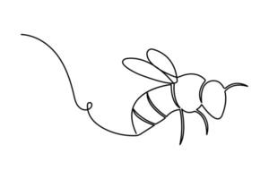 Bee continuous single line drawing of white background vector