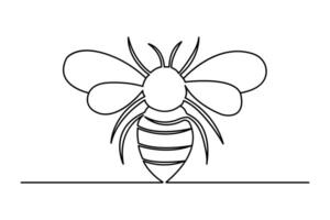 Bee continuous one line drawing of isolated simple illustration vector