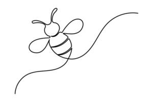 Bee continuous single line drawing and minimalist outline icon vector