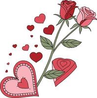 Red Heart with Roses Floral Pattern vector