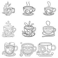 Cup of coffee continuous line drawing. Teacup one line art. illustration vector