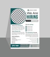Job hiring and recruitment print flyer or brochure template design, hiring flyer design template vector