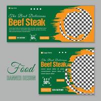 Beef Steak Banner design template, Fast food banner design template vector