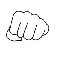 The hand in the fist is raised up, isolated on a white background. The fist is a symbol of feminism, protest, and rebellion vector