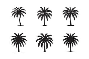 Minimalist Black Palm Tree Set. Isolated Design on White vector