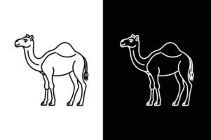 Camel Line Art Design. Elegant Silhouette and Linear Icon vector