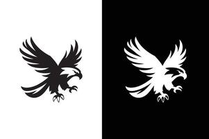 Bold Eagle Silhouette . Icon Design on White and Black Background vector