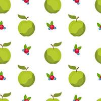 Seamless pattern with berries and apples on a white background vector