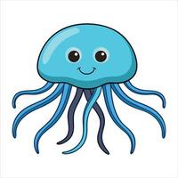 Elegant Jellyfish in Ocean Color. vector