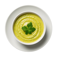 cauliflower soup with parsley on transparent background. png