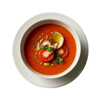 a bowl of tomato soup with a slice of tomato transparent background. png