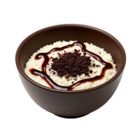 rice pudding with chocolate sauce transparent background. png
