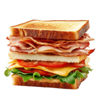 a sandwich with bacon, lettuce, tomato and cheese transparent background. png