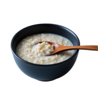 rice porridge in a bowl with a wooden spoon on a transparent background png
