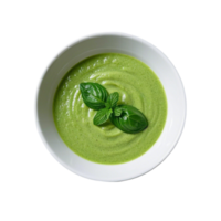 green soup with basil on a transparent background. png