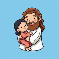 Jesus Hugging Child vector