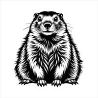Charming Marmot Nature Whimsical Rodent. vector