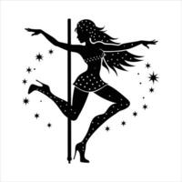 Pole Dancer Glitter Effects in Silhouette. vector