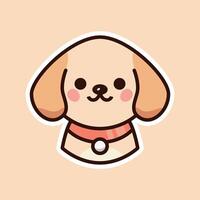 Happy Beige Puppy with Red Collar on Light Peach Background vector