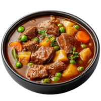 beef stew with potatoes and peas on a transparent background png
