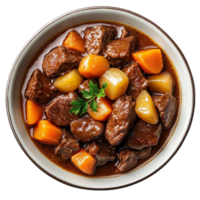 beef stew with carrots and potatoes on a transparent background png