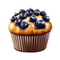 blueberry muffin with blueberries on top transparent background. png