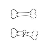 Broken healthy cartoon bone line icon symbol illustration design vector